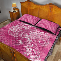 Pink Polynesia Hammerhead Shark Tattoo With Plumeria Lei Quilt Bed Set LT14 - Polynesian Pride