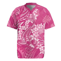 Pink Polynesia Hammerhead Shark Tattoo With Plumeria Lei Rugby Jersey LT14 Pink - Polynesian Pride