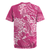 Pink Polynesia Hammerhead Shark Tattoo With Plumeria Lei Rugby Jersey LT14 - Polynesian Pride