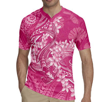 Pink Polynesia Hammerhead Shark Tattoo With Plumeria Lei Rugby Jersey LT14 - Polynesian Pride