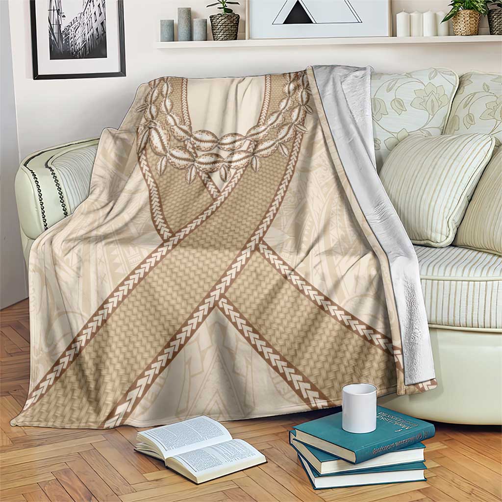 Mauri Ribaberiki Kiribati Blanket Cowrie Shells Lei Palm Leaf Weaving LT14 Beige - Polynesian Pride