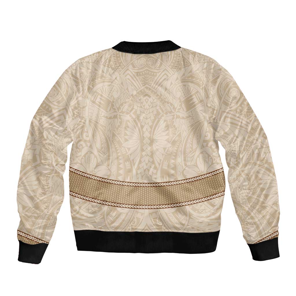 Mauri Ribaberiki Kiribati Bomber Jacket Cowrie Shells Lei Palm Leaf Weaving LT14 - Polynesian Pride
