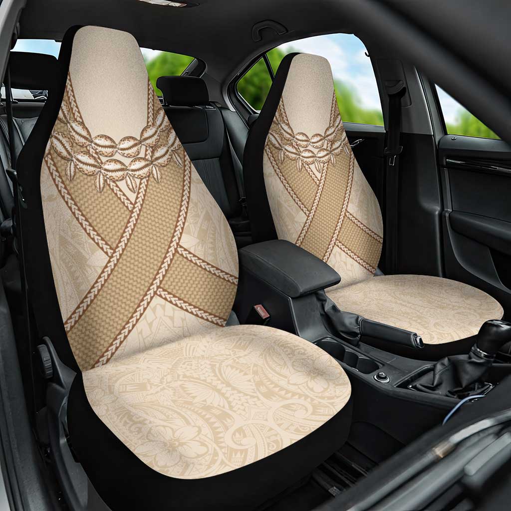 Mauri Ribaberiki Kiribati Car Seat Cover Cowrie Shells Lei Palm Leaf Weaving LT14 One Size Beige - Polynesian Pride
