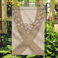 Mauri Ribaberiki Kiribati Garden Flag Cowrie Shells Lei Palm Leaf Weaving LT14 Garden Flag Beige - Polynesian Pride