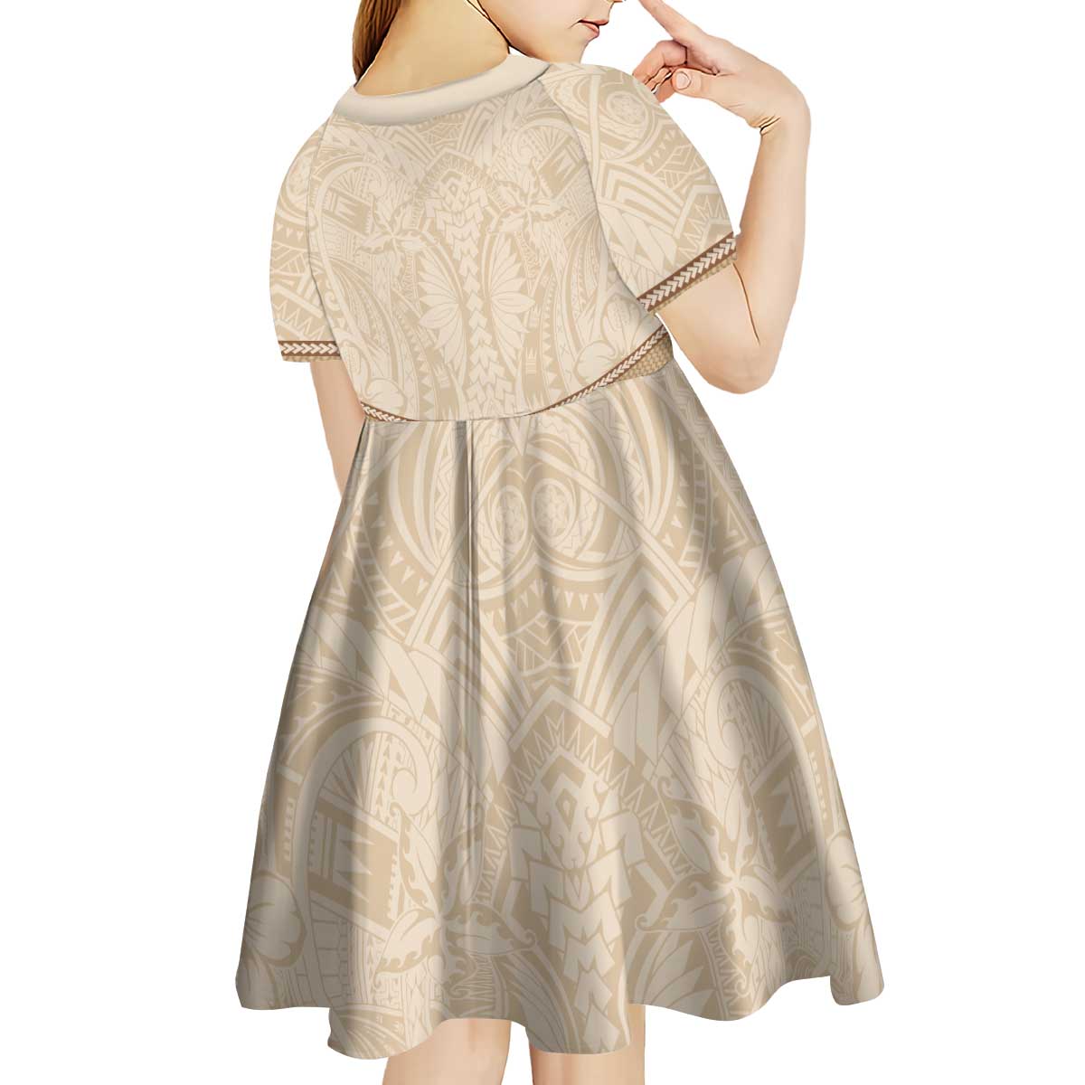 Mauri Ribaberiki Kiribati Kid Short Sleeve Dress Cowrie Shells Lei Palm Leaf Weaving LT14 - Polynesian Pride