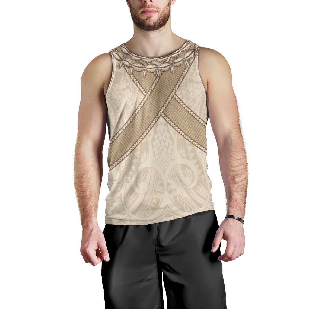 Mauri Ribaberiki Kiribati Men Tank Top Cowrie Shells Lei Palm Leaf Weaving LT14 - Polynesian Pride