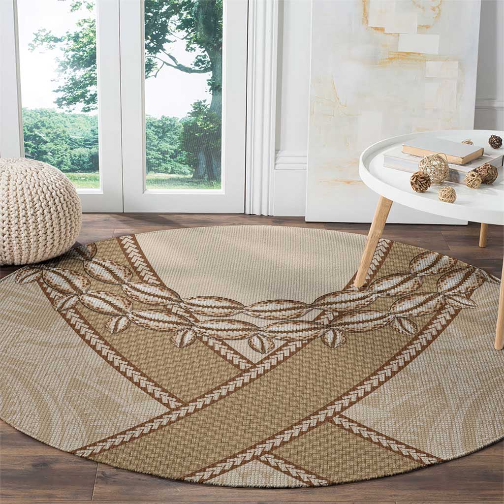 Mauri Ribaberiki Kiribati Round Carpet Cowrie Shells Lei Palm Leaf Weaving LT14 - Polynesian Pride