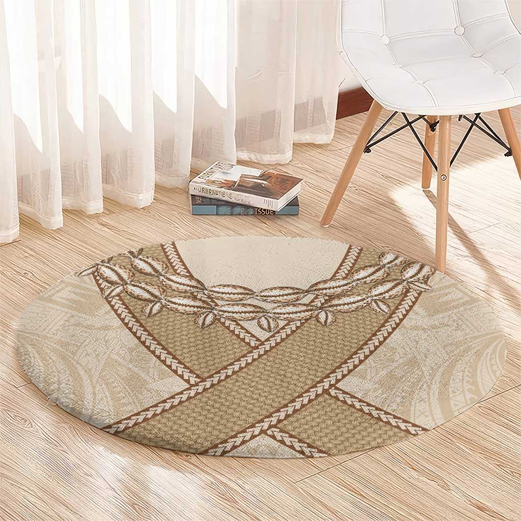 Mauri Ribaberiki Kiribati Round Carpet Cowrie Shells Lei Palm Leaf Weaving LT14 - Polynesian Pride