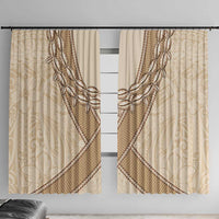 Mauri Ribaberiki Kiribati Window Curtain Cowrie Shells Lei Palm Leaf Weaving LT14 With Hooks Beige - Polynesian Pride