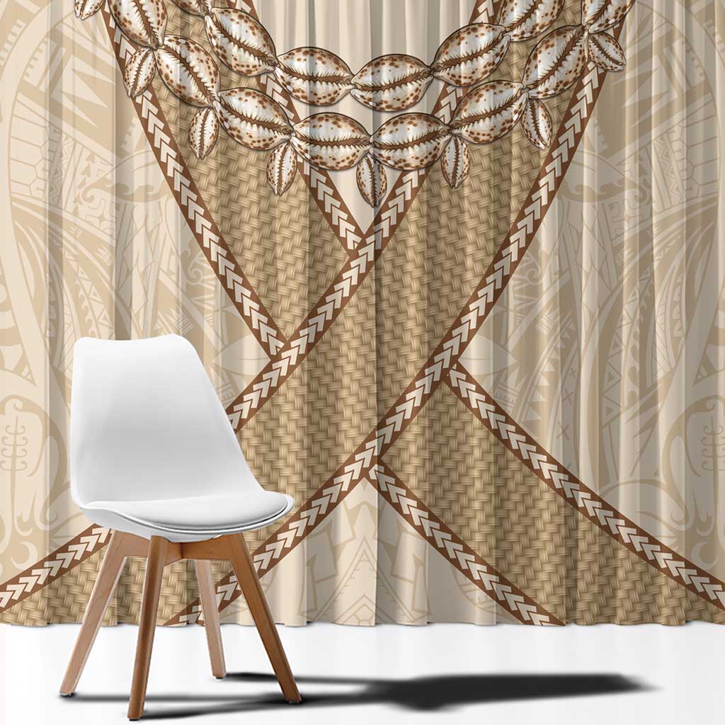 Mauri Ribaberiki Kiribati Window Curtain Cowrie Shells Lei Palm Leaf Weaving LT14 - Polynesian Pride