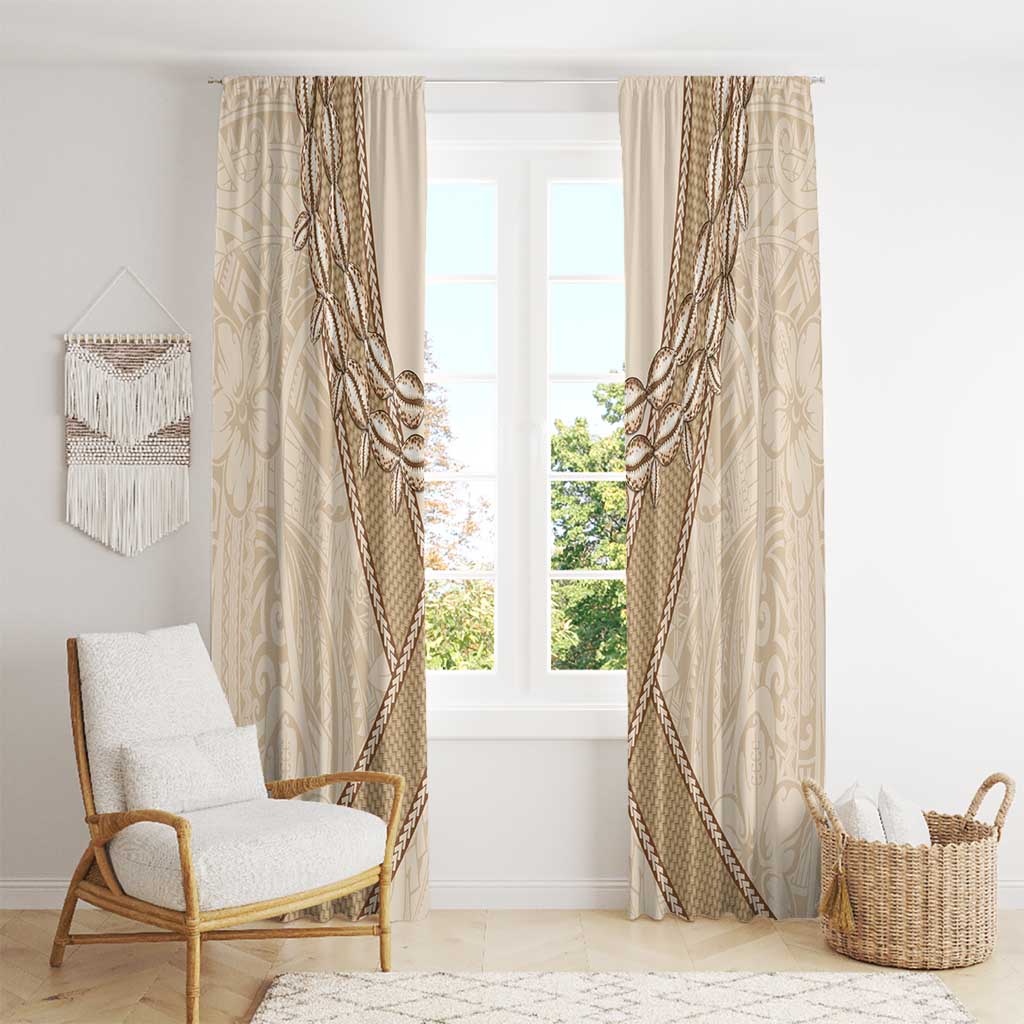 Mauri Ribaberiki Kiribati Window Curtain Cowrie Shells Lei Palm Leaf Weaving LT14 - Polynesian Pride