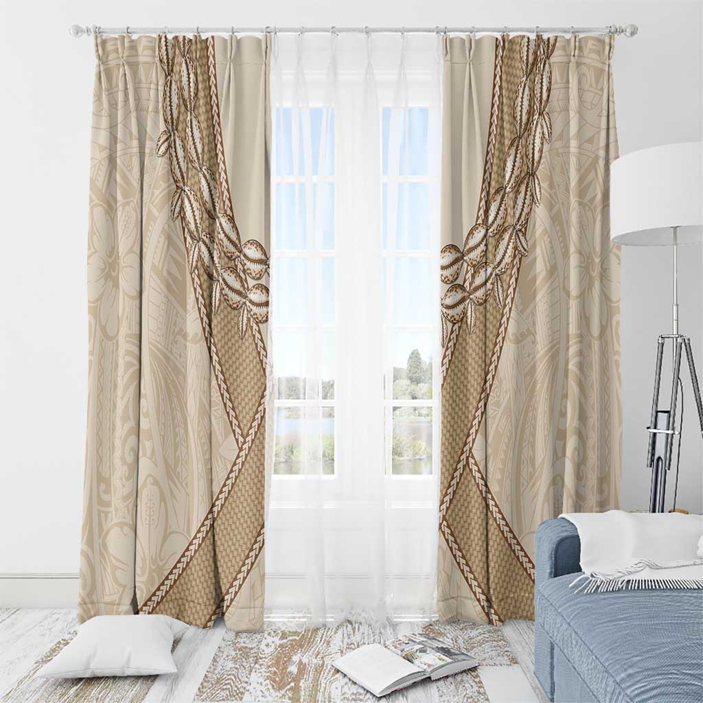 Mauri Ribaberiki Kiribati Window Curtain Cowrie Shells Lei Palm Leaf Weaving LT14 - Polynesian Pride