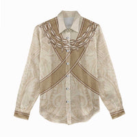 Mauri Ribaberiki Kiribati Women Casual Shirt Cowrie Shells Lei Palm Leaf Weaving LT14 - Polynesian Pride
