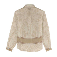 Mauri Ribaberiki Kiribati Women Casual Shirt Cowrie Shells Lei Palm Leaf Weaving LT14 - Polynesian Pride