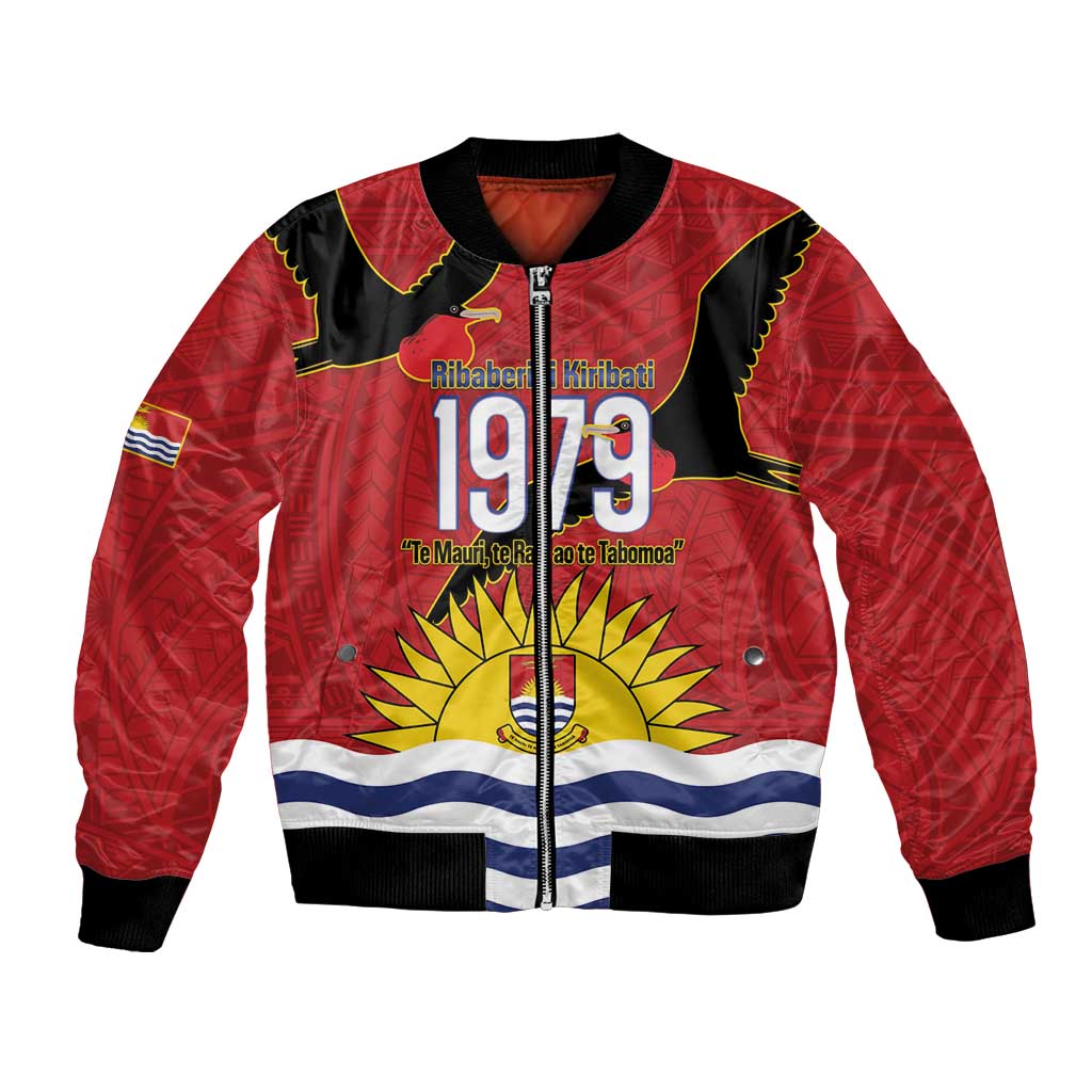 Mauri Kiribati Independence Day Bomber Jacket 1979 Proud National Frigatebird LT14 Unisex Red - Polynesian Pride