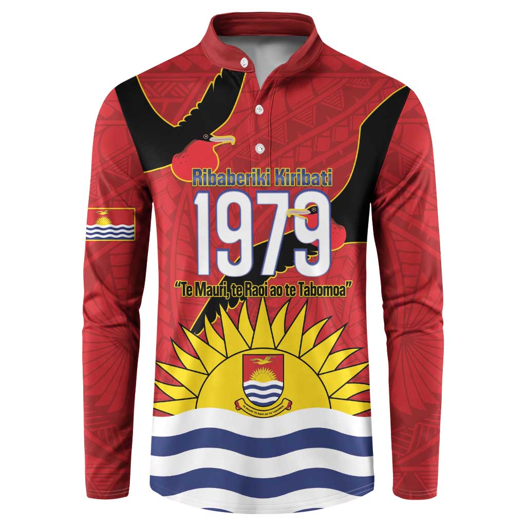 Mauri Kiribati Independence Day Button Sweatshirt 1979 Proud National Frigatebird LT14 Red - Polynesian Pride