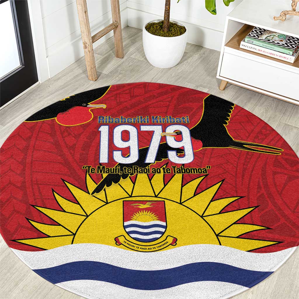Mauri Kiribati Independence Day Round Carpet 1979 Proud National Frigatebird LT14 Red - Polynesian Pride