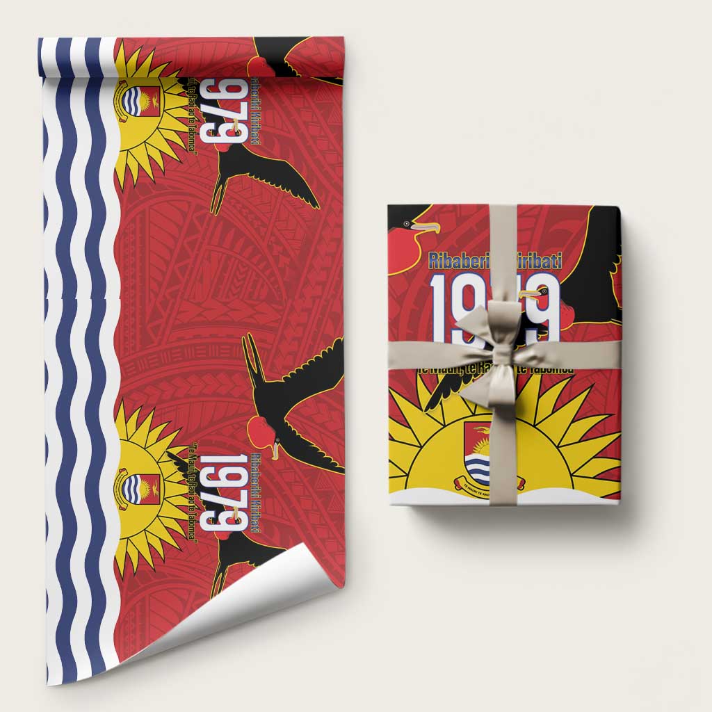 Mauri Kiribati Independence Day Wrapping Paper 1979 Proud National Frigatebird LT14 58" × 23" Red - Polynesian Pride