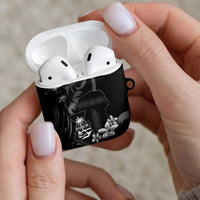 Black Hafa Adai Guam AirPods Case Chamorro Latte Stone Hand With Plumeria LT14 - Polynesian Pride