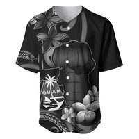 Black Hafa Adai Guam Baseball Jersey Chamorro Latte Stone Hand With Plumeria LT14 Black - Polynesian Pride