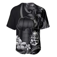 Black Hafa Adai Guam Baseball Jersey Chamorro Latte Stone Hand With Plumeria LT14 - Polynesian Pride
