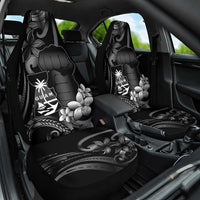 Black Hafa Adai Guam Car Seat Cover Chamorro Latte Stone Hand With Plumeria LT14 One Size Black - Polynesian Pride