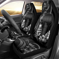 Black Hafa Adai Guam Car Seat Cover Chamorro Latte Stone Hand With Plumeria LT14 - Polynesian Pride