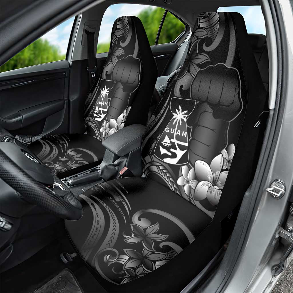 Black Hafa Adai Guam Car Seat Cover Chamorro Latte Stone Hand With Plumeria LT14 - Polynesian Pride