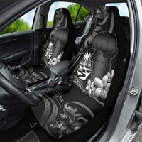 Black Hafa Adai Guam Car Seat Cover Chamorro Latte Stone Hand With Plumeria LT14 - Polynesian Pride