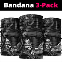 Black Hafa Adai Guam Neck Gaiter Chamorro Latte Stone Hand With Plumeria LT14 package One Size: 25*50cm Black - Polynesian Pride