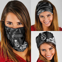 Black Hafa Adai Guam Neck Gaiter Chamorro Latte Stone Hand With Plumeria LT14 - Polynesian Pride