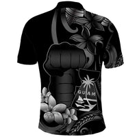 Black Hafa Adai Guam Polo Shirt Chamorro Latte Stone Hand With Plumeria LT14 - Polynesian Pride