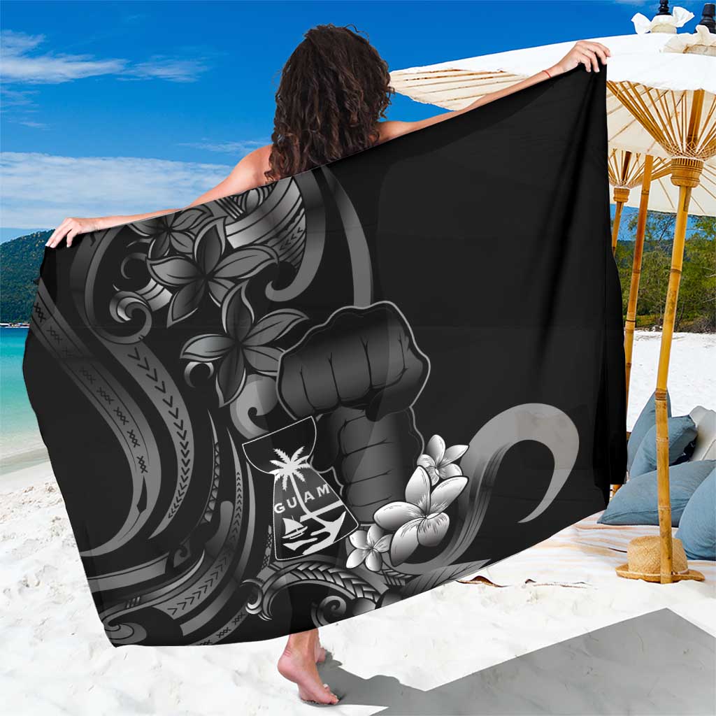 Black Hafa Adai Guam Sarong Chamorro Latte Stone Hand With Plumeria LT14 One Size 44 x 66 inches Black - Polynesian Pride