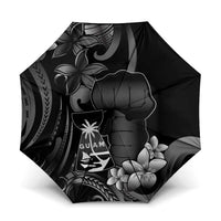Black Hafa Adai Guam Umbrella Chamorro Latte Stone Hand With Plumeria LT14 One Size Folded 11.42 inch Opened Diameter 37.4 inch Black - Polynesian Pride