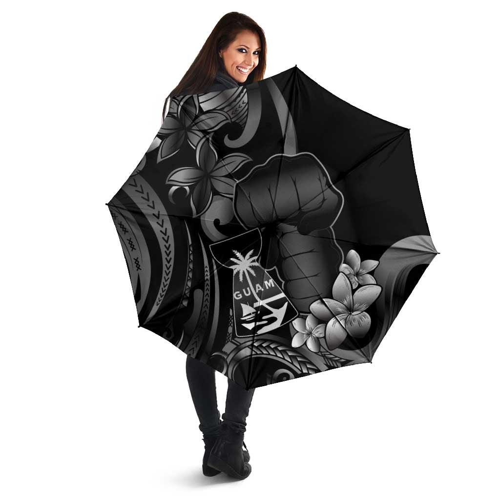 Black Hafa Adai Guam Umbrella Chamorro Latte Stone Hand With Plumeria LT14 - Polynesian Pride