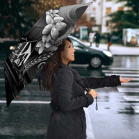 Black Hafa Adai Guam Umbrella Chamorro Latte Stone Hand With Plumeria LT14 - Polynesian Pride