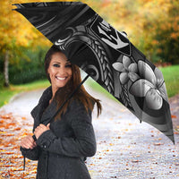 Black Hafa Adai Guam Umbrella Chamorro Latte Stone Hand With Plumeria LT14 - Polynesian Pride