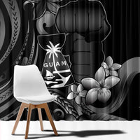 Black Hafa Adai Guam Window Curtain Chamorro Latte Stone Hand With Plumeria LT14 - Polynesian Pride