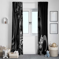 Black Hafa Adai Guam Window Curtain Chamorro Latte Stone Hand With Plumeria LT14 - Polynesian Pride