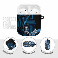 Blue Hafa Adai Guam AirPods Case Chamorro Latte Stone Hand With Plumeria LT14 - Polynesian Pride