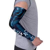 Blue Hafa Adai Guam Arm Sleeves Chamorro Latte Stone Hand With Plumeria LT14 - Polynesian Pride