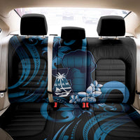 Blue Hafa Adai Guam Back Car Seat Cover Chamorro Latte Stone Hand With Plumeria LT14 - Polynesian Pride
