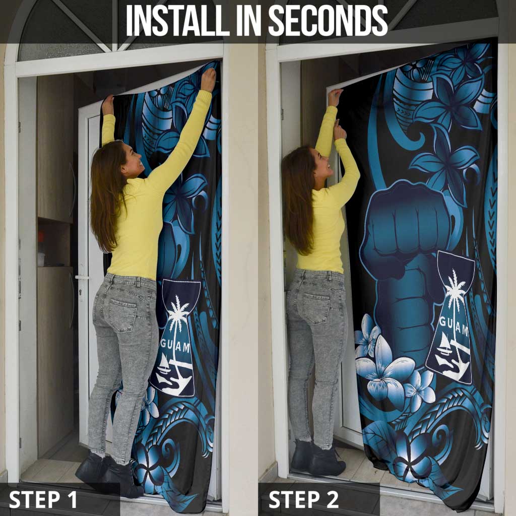 Blue Hafa Adai Guam Door Cover Chamorro Latte Stone Hand With Plumeria LT14 - Polynesian Pride