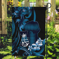 Blue Hafa Adai Guam Garden Flag Chamorro Latte Stone Hand With Plumeria LT14 Garden Flag Blue - Polynesian Pride