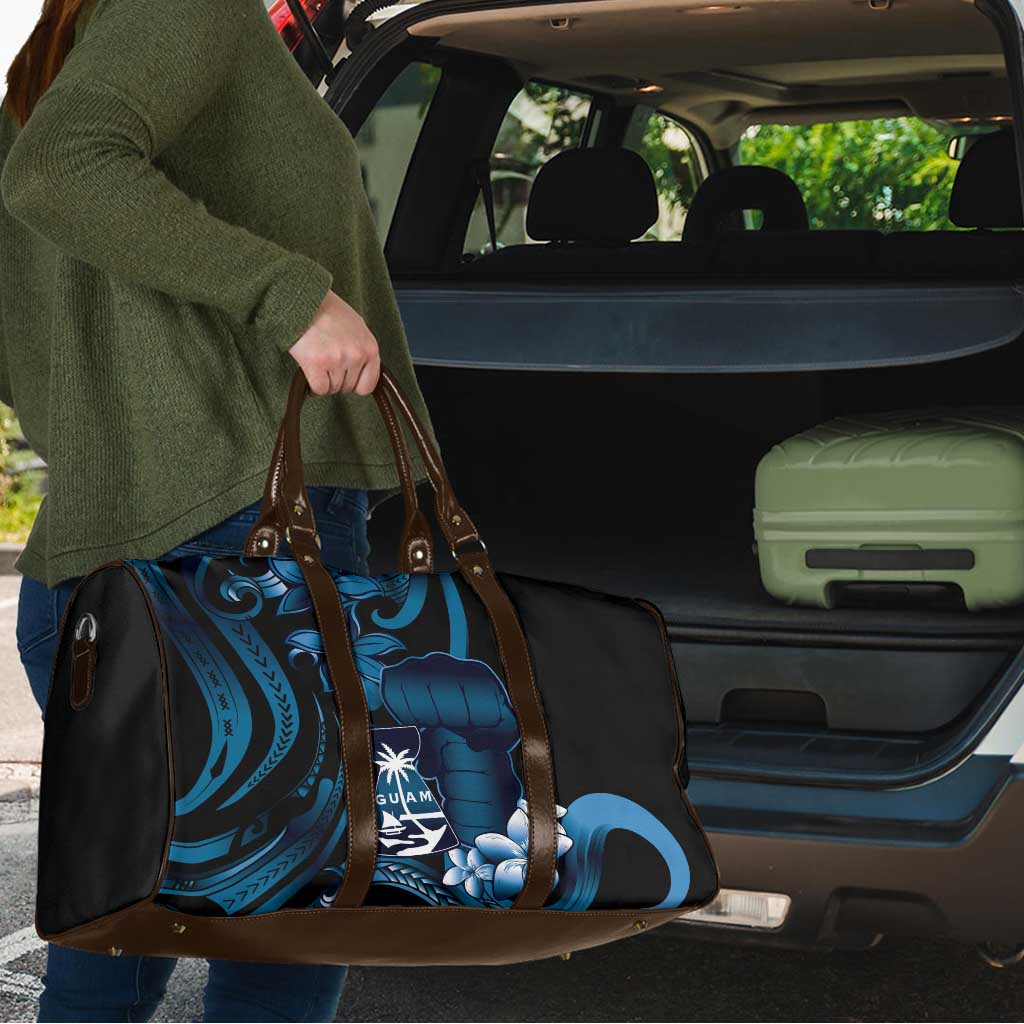 Blue Hafa Adai Guam Travel Bag Chamorro Latte Stone Hand With Plumeria LT14 - Polynesian Pride