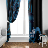 Blue Hafa Adai Guam Window Curtain Chamorro Latte Stone Hand With Plumeria LT14 - Polynesian Pride