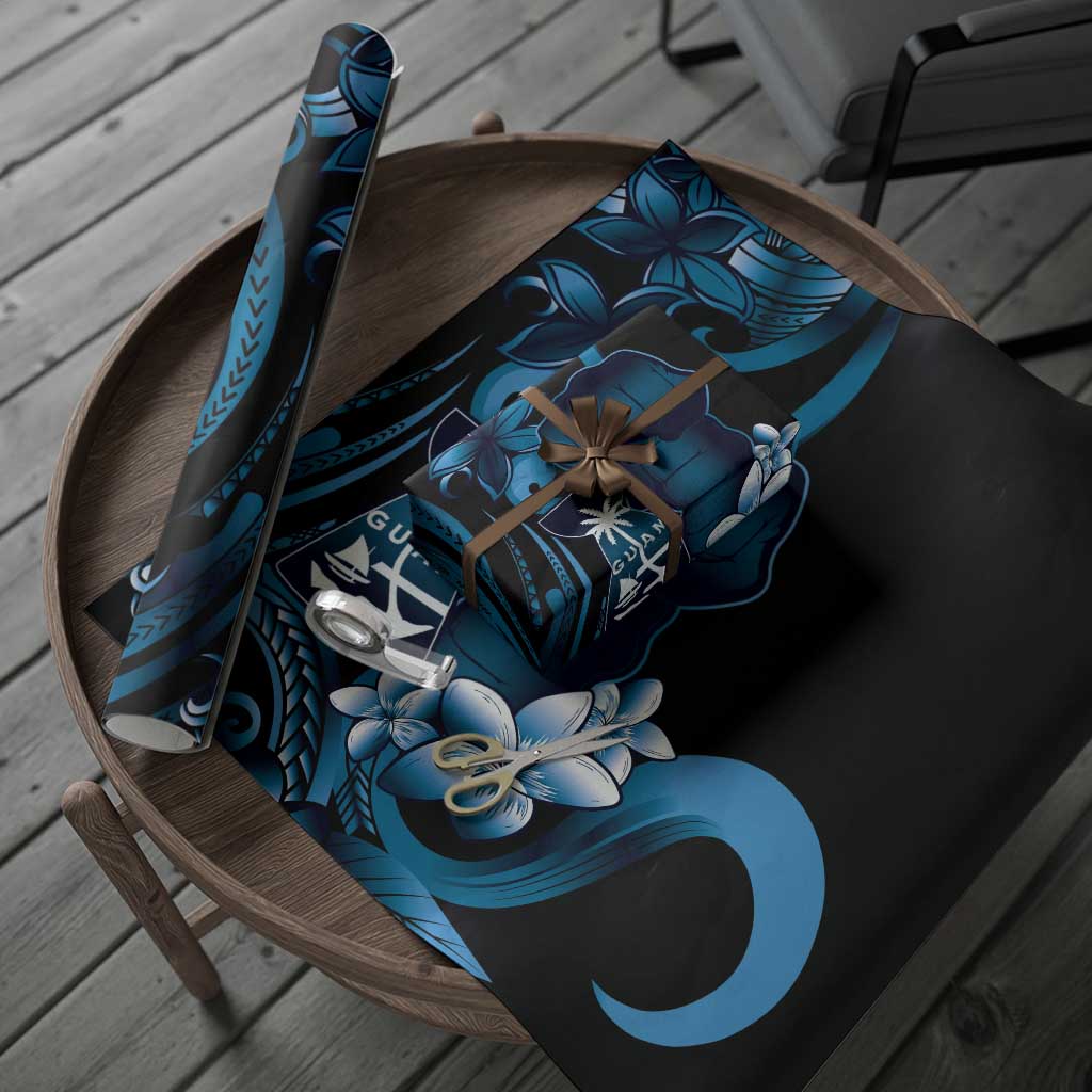 Blue Hafa Adai Guam Wrapping Paper Chamorro Latte Stone Hand With Plumeria LT14 - Polynesian Pride