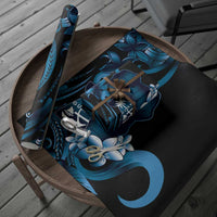 Blue Hafa Adai Guam Wrapping Paper Chamorro Latte Stone Hand With Plumeria LT14 - Polynesian Pride