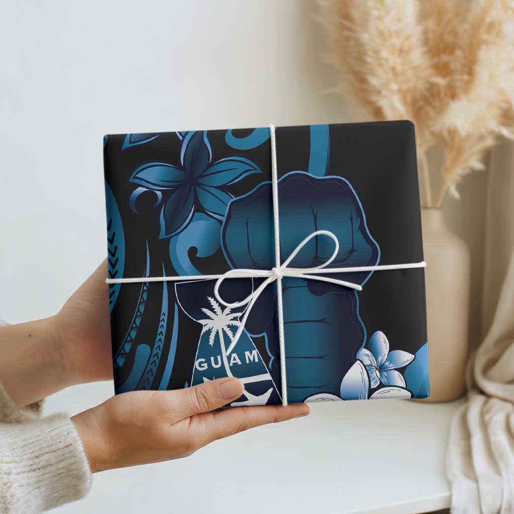 Blue Hafa Adai Guam Wrapping Paper Chamorro Latte Stone Hand With Plumeria LT14 - Polynesian Pride
