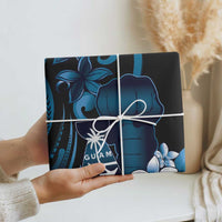Blue Hafa Adai Guam Wrapping Paper Chamorro Latte Stone Hand With Plumeria LT14 - Polynesian Pride